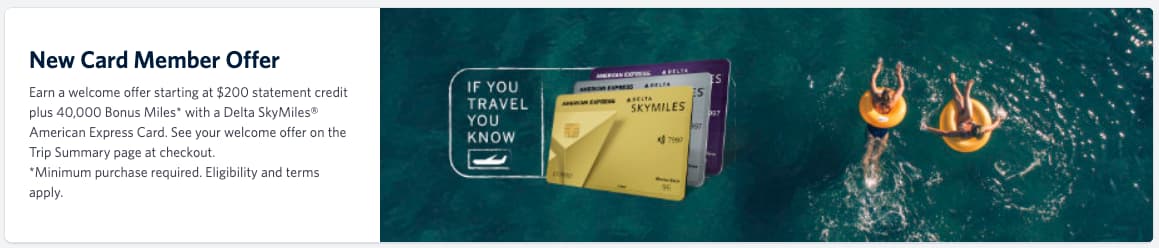 Delta Gold Card $ 200 statement credit and 40,000 bonus miles card offer. 
